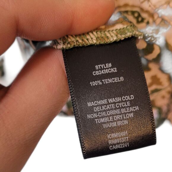 Sanctuary Green & Pink Floral Tencel Smocked Sleeve Blouse Women's Size S - Picture 7 of 7